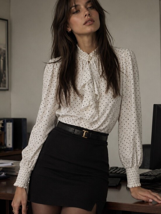 White House Black Market Tops - White House Black Market Office Siren Polka Dot Blouse Size 6